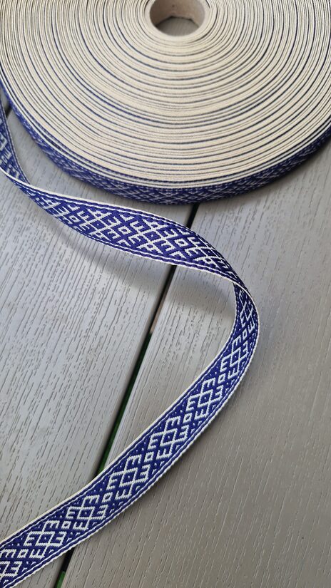 Latvinan ribbon. Dark blue/beige 17mm