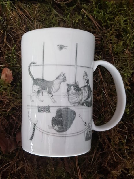 Porcelāna krūze ar apdruku kaķi