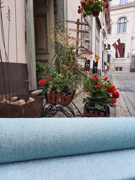 Mīkstināts 100% lins Melanža Okeānzaļa