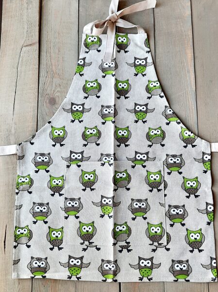 Linen apron for kids Owl