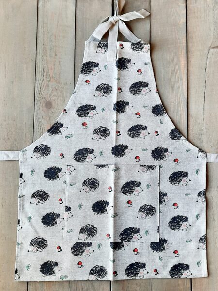 Linen apron for children Hedgehogs