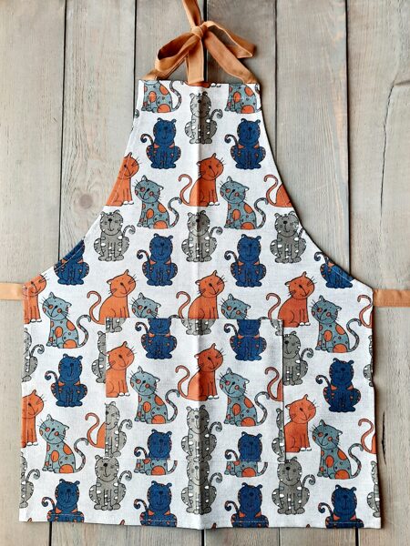 Linen apron for children Colored cats