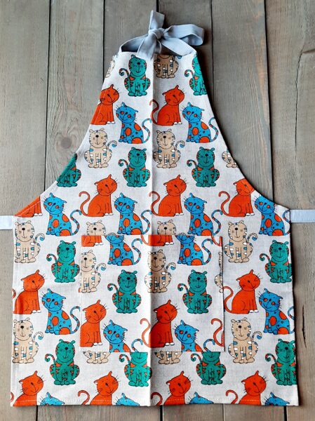 Linen apron for children Colored funny cats