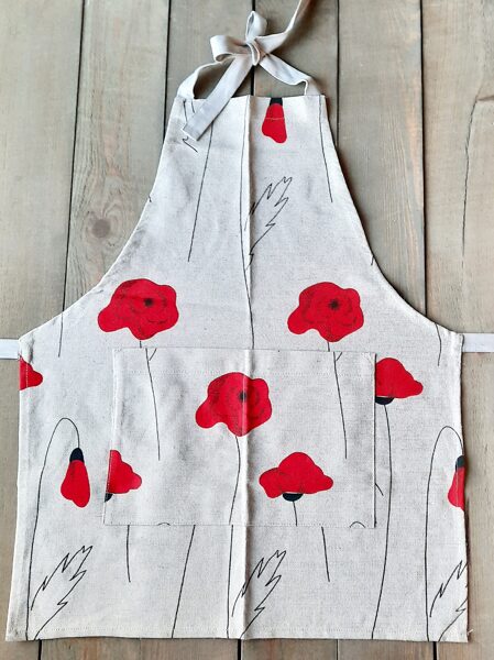 Linen apron for kids Poppies