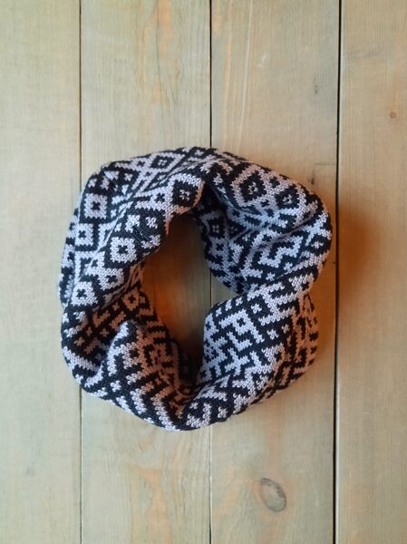 Knitted round scarf for kids Dark grey/black 