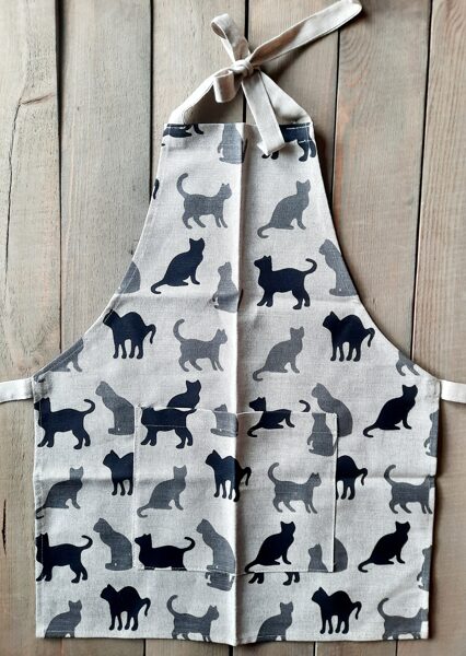 Lina priekšauts bērniem Melnie/pelēkie kaķi