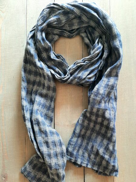 Linen scarf Blue/grey Checked.