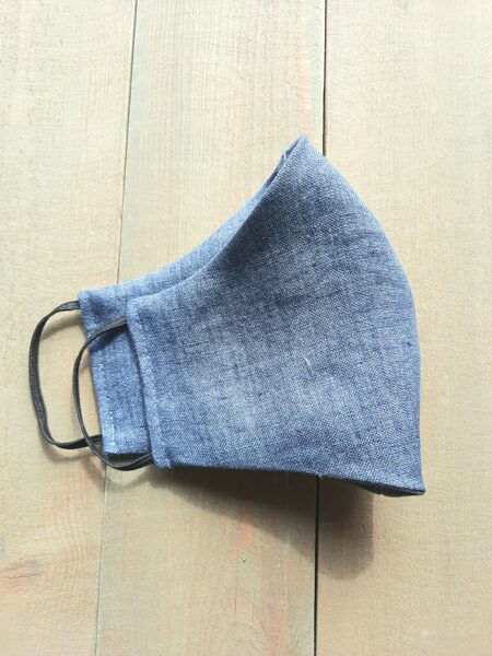 Double layer linen face mask for teens/woman Old blue