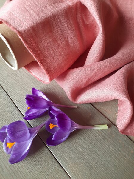 Softened natural linen for sewing / rose pink / linen by meter 