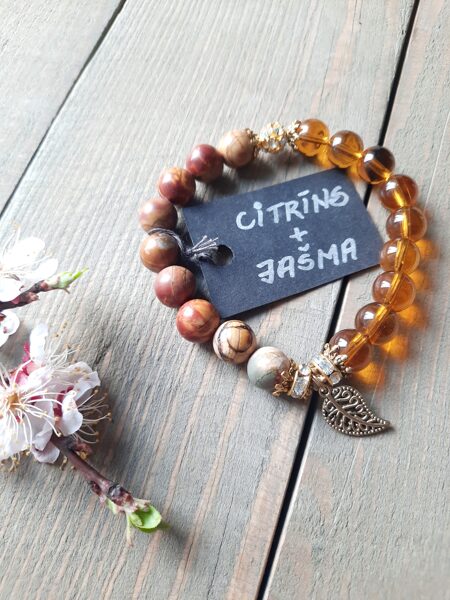 Natural gemstone bracelet Jasper/citrus