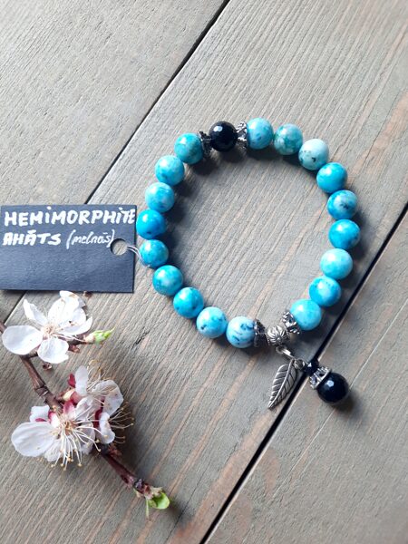 Natural gemstone bracelet Hemimorphite/Agate