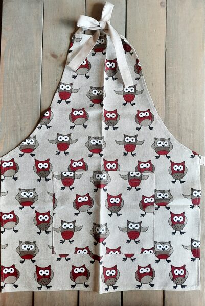 Linen apron for children  Funny Owl