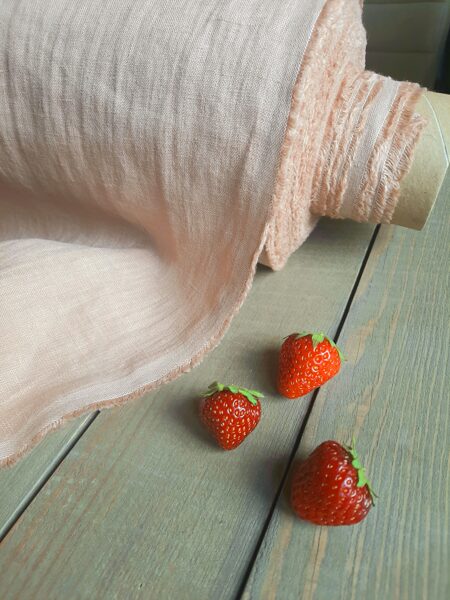 Softened natural linen for sewing / soft peach / linen by meter 