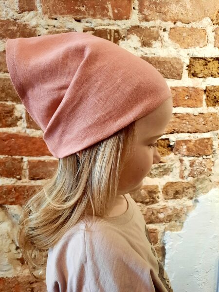 Linen triangle for girls Rose pink 