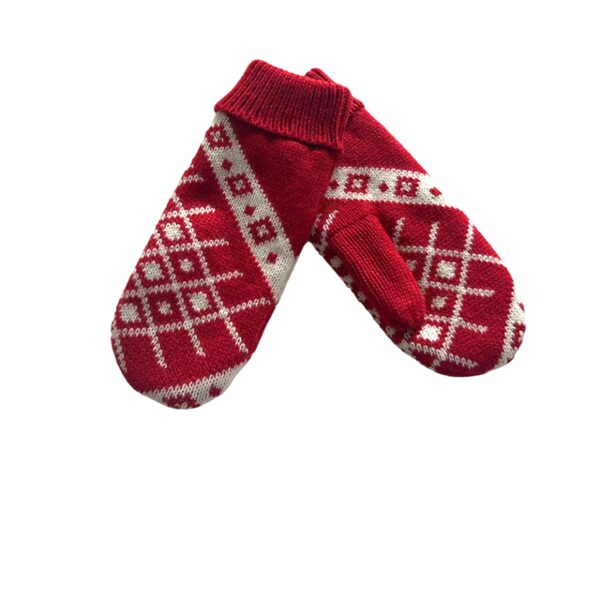 Knitted mittens Red