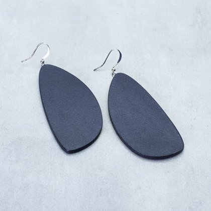 Leather earrings - curved 11114