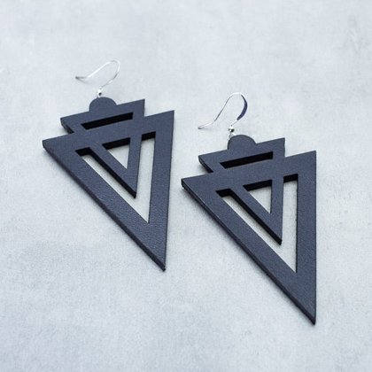 Leather earrings - double triangles