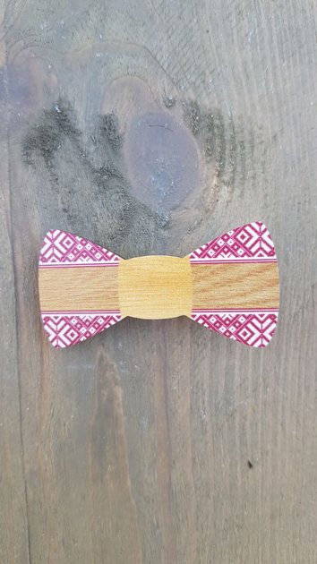 Wooden hair clip/small bow tie red