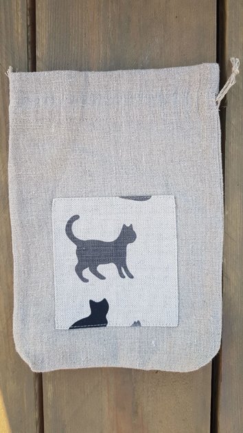 Grey linen bag "Grey cat"