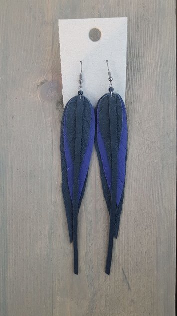 Ādas auskari Melna un tumši zila