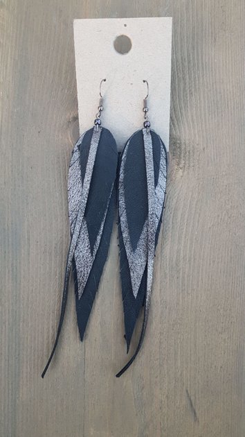 Ādas auskari Sudrbs/tumši pelēks