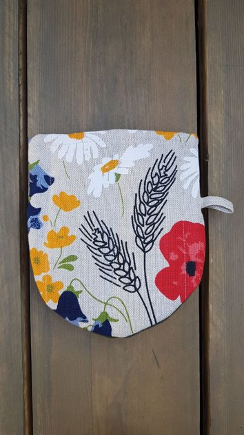 Linen kitchen/oven glove Summer flowers