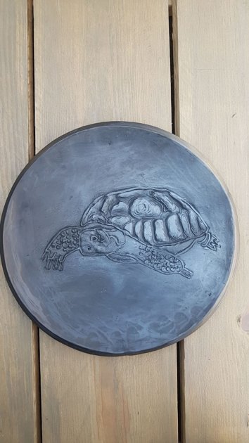 Black clay plate - big Turtle