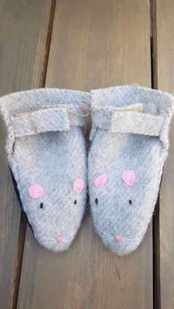Wool baby boots Grey/pink
