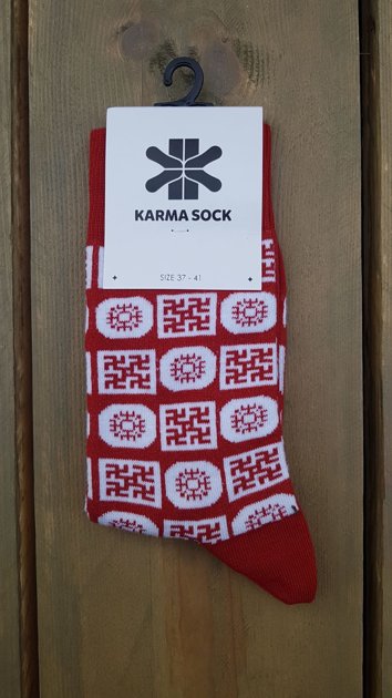 Socks Latvian signs Red & white 37-41 size