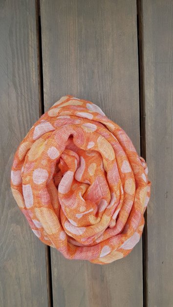 Linen scarf orange dotted