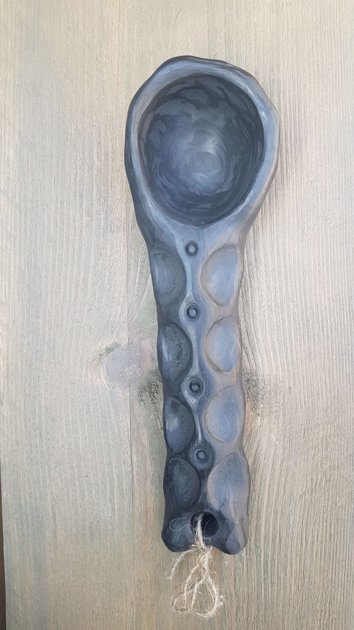 Black clay spoon