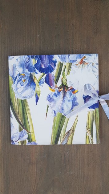 Notepad with a fabric ribbon Blue Flowers