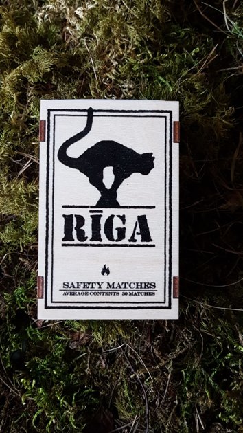 Wooden long matches matchbox "Riga black cat"