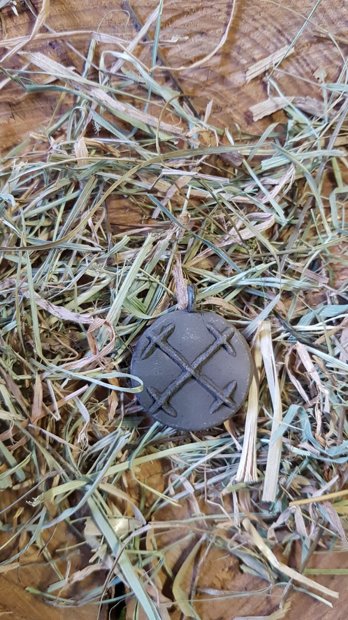 Black clay amulet The Cross of Mara