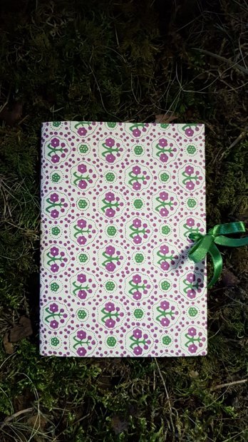 Notepad with a fabric ribbon Big Pink Flowers