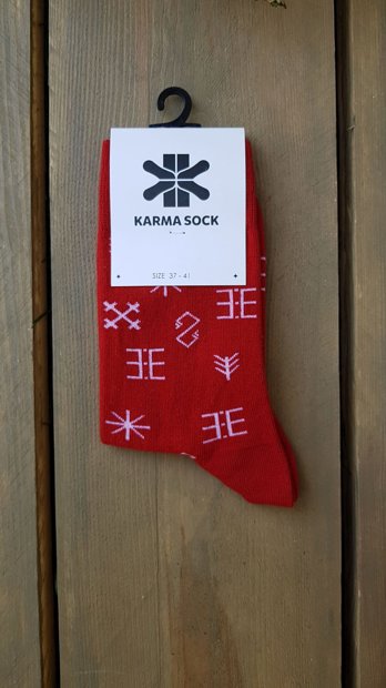 Socks with Latvian strenght signs Red